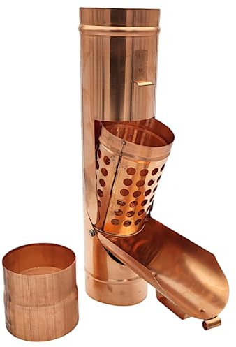 zbs24 Kupfer Regenwassersammler mit Laubkorb 100mm - Regenrohrklappe mit entnehmbaren Laubkorb, zum effizienten auffangen von Regenwasser, mit Muffe für einfache Verbindung mit dem Fallrohr