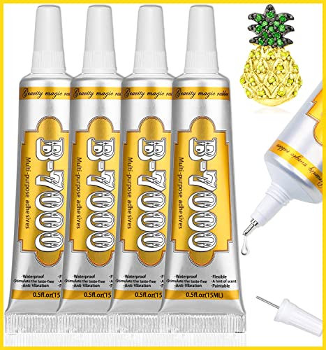 B7000 Glue - 4 * 15ml/0.5oz Industrial Strength Adhesive for Electronics, Jewelry, and Crafts - Clear, Flexible, and Waterproof