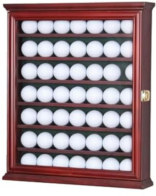 ARTAWEIN 49 Golfball-Vitrine, Schrank, Wand, Golfball-Präsentationsregal, Golf-Geschenk für Golf-Enthusiasten, Sammlerstücke mit Echtglas-Schutztür (Mahagoni)