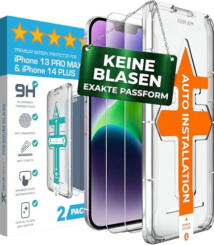 XeloTech Schutzglas für iPhone 14 Plus - Echtes Premium Hartglas - Keine Schutzfolie aus Plastik (Ultra Transparent) aus Panzerglas 9H+