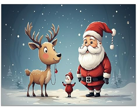 SHYAMIC Bilder Weihnachten Leinwandbild Kunstdruck, Rot, Grau Wandbild X-Mas Fenster Fotodruck Schneemann Kunstdruck Leuchtbild, Weihnachten Winteridylle Effekt - 30x40cm Ungerahmt