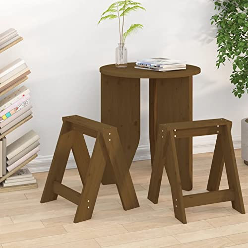 JUNZAI Hocker 2 STK Footstool, Stilvolle Hocker, Classroom Stools, Wartehocker, Honigbraun 40x40x45 cm Massivholz Kiefer