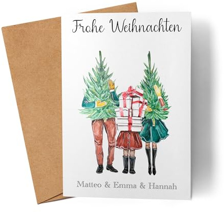 Kiddle-Design Weihnachtskarte Personalisiert Familie Karte Idee Geschenk Eltern Kinder Persönlich Nikolaus Weihnachten Xmas Geschenk 1 Kind
