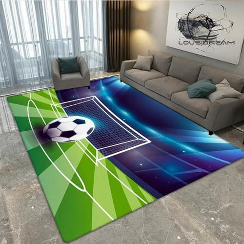 3D Fußballfeldsport 200 X 300 Cm / 78,74 X 118,11 Zoll Kinder Jugendliche Jungen Teppich Schlafzimmer Dekoration Kinderzimmer Wohnzimmer, Krabbelmatte Modern Weichem Flanell Kinderteppiche -6R6D5T6B3L
