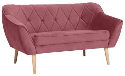 BETTSO - CARO2 - Sofa - Couch - Sofa 2 Sitzer - Relaxsessel - Sofa Klein - Mini Sofa für Wohnzimmer, Schlafzimmer - Loungesessel - Wohnzimmercouch - Kleine Couch - Samt Velvet Rosa