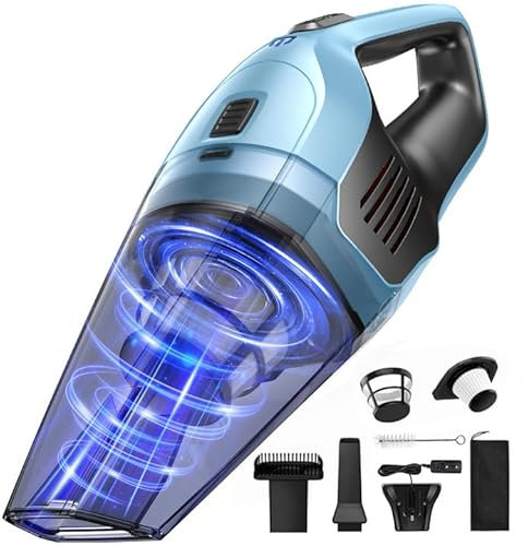 Handstaubsauger, Leistungsstarker, Tragbarer, Leichter, kabelloser Handstaubsauger mit 25–30 Minuten Langer Laufzeit, Wiederaufladbarem Akku und Schnellladung für Auto, Teppich, Treppe, Tierhaare