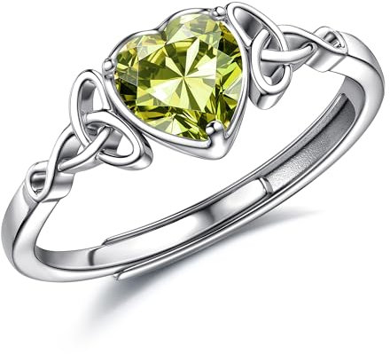 JeweBella Ring Silber 925 Damen Verstellbarer Herz Geburtsstein Keltischer Knoten Ringe Frauen Verlobungsring Eheringe Fingerring Trauringe Engagement Promise Ring Damen Ring Schmuck mit Geschenkbox