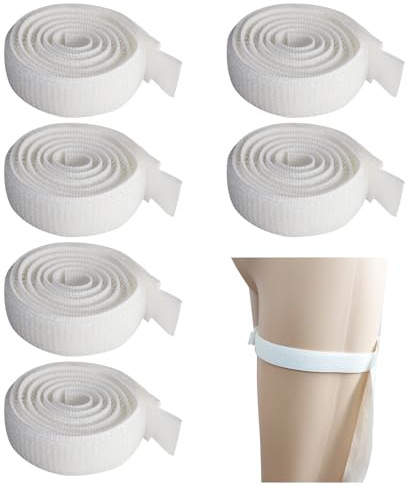 VEGCOO 6 Pcs Leg Bag Straps, Catheter Fixation Straps Urine Drainage Bag Strap, Catheter Tube Holder Catheter Night Bag Stand for Incontinence Urine Bag (White)