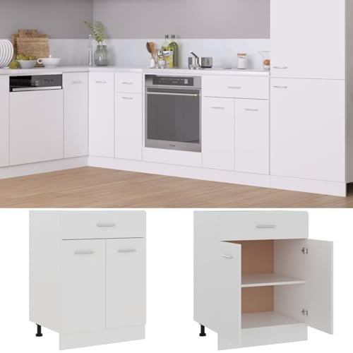 Xichuzi Armario Inferior cajón Cocina, Muebles De Cocina, Mueble Bajo Cocina, Cocinas Completas, Mueble Fregadero, Auxiliar Bajo Fregadero, contrachapada Blanco 60x46x81,5cm