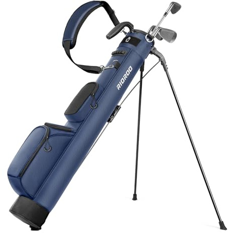 RIOROO Golf Stand Bag, Lightweight Par 3 Golf Bag Holds Up to 7 Clubs with Two Way Dividers Cooler Pocket Shoulder Strap and Multiple Storage Pockets for Men and Women