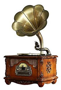 Reproductor de vinilo vintage, bronce clásico retro fonógrafo tocadiscos tocadiscos de vinilo altavoces estéreo decoración del hogar sistema de control gramófono