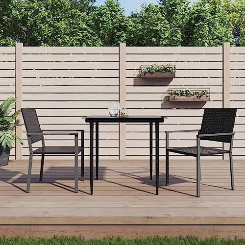 ShGaxin Gartenstühle 2 STK. Schwarz 54x62,5x89 cm Poly Rattan Gartensessel, Campingstuhl, Hochlehner, Balkonmöbel, Balkonstuhl, Terrassenstühle, Balkon Stuhl, 364098