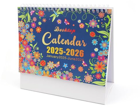 YFaith Calendrier Bureau, Janvier 2025-Juin 2026 Calendrier de Bureau, Calendrier de Bureau Tournant Pages Debout, Calendriers de Bureau et Accessoires, pour Maison, Bureau et L'école
