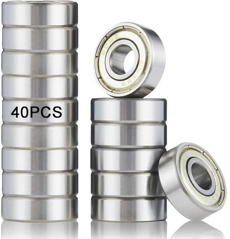 MOAZIFI 40 Stück 608ZZ Kugellager (8 x 22 x 7mm) Doppelt Geschirmte für Skateboards, Roller, Inline Skates