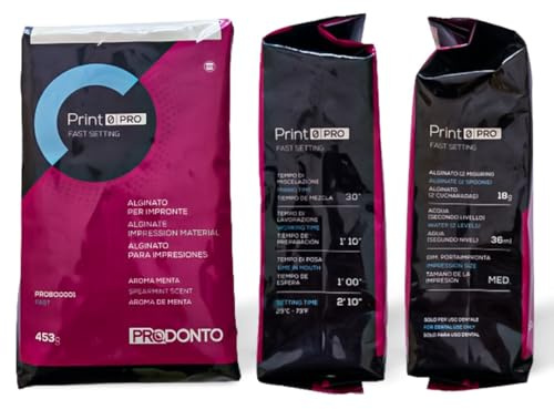 Alginato Dental de Fraguado Rápido 453 g | Material de Impresión Profesional Preciso y Extra Elástico | Sabor Menta, Color Lavanda, Certificado CE, Uso Clínico en Odontología