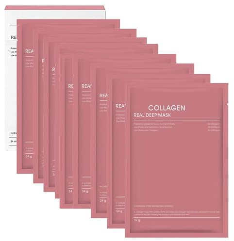 8 Piezas Bio Collagen Mask, Bio Collagen Real Deep Mask, Mascarilla Facial Colageno, Mascarilla Bio Colágeno Noche, Hidratación Profunda, Mejora de la Elasticidad Reduce Líneas Finas y Arrugas