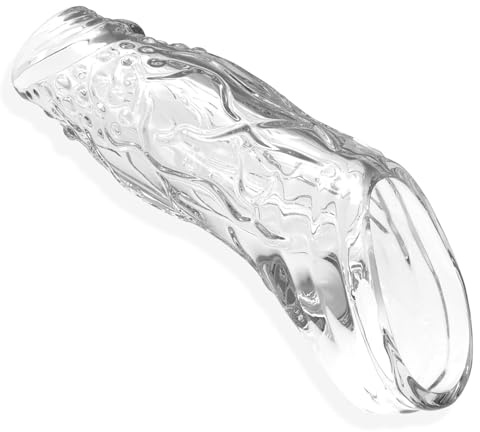 Kutocesy Manchon Pénien en Silicone Texturé avec Anneau, Manchon Ultra Doux et Transparent, Étanche, Jouet Sexuel pour Couples, Agrandissement du Pénis et Stimulation du Point G (Transparent)