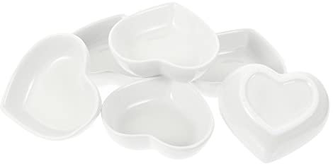 GRIRIW 6pezzi Piatti Condimenti in Ceramica Forma Di Cuore Piattini Stagionatura Per Salsa Di Soia Aceto e Spezie Design Giapponese Elegante Per Cucina e Tavola