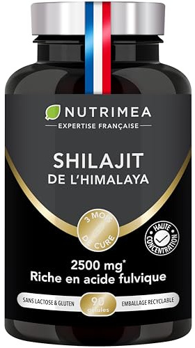 Shilajit Puro Originale | 2150 mg per Capsula | Estratto 5:1 Standardizzato al 50% in Acido Fulvico | 100% Puro | 90 Capsule | Nutrimea