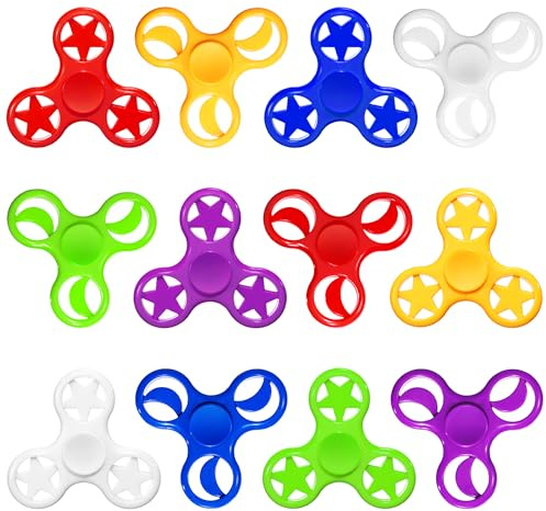 SCIONE Confezione da 12 Fidget Spinner - Spinner Manuali Colorati per Bambini e Adulti - Giocattolo Sensoriale Anti-Stress per Migliorare la Concentrazione (Premi per la Classe, Feste o Regali)