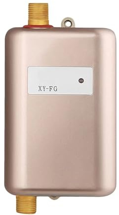 AUBEST Calentador de Agua, Calentador De Agua Eléctrico Calentador De Agua Instantáneo Sin Tanque IPX4 Impermeable 0.04Pa For Lavado De Ducha/baño/Cocina(Golden)