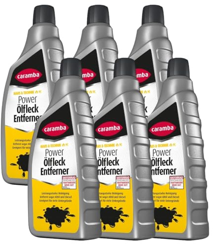 Caramba Power Ölfleck Entferner, 6er-Pack, Beseitigt Ölflecken auf Pflastersteinen, Betonstein, Textilien und mehr, für Garagenböden geeignet, Gel-Struktur, 6x1 l