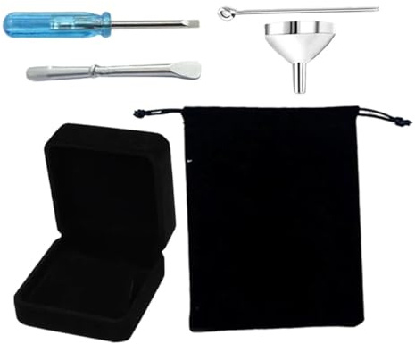 Veemoon Kit Embudo Mini para Llenar Urnas Pequeñas de Cremación, Accesorio Acero Inoxidable Destornilladores, Joyero y Bolsa de Almacenamiento, para Cenizas de Mascotas y Recuerdos