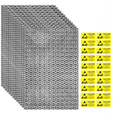 MITOB Confezione da 20 sacchetti riutilizzabili antistatici con adesivo antistatico 20 x 30 cm, apertura superiore, schermatura ESD, sacchetti antistatici per elettronica, scheda madre, SSD, HDD