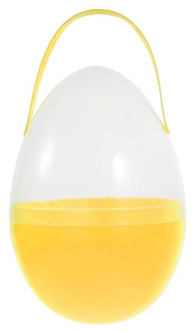 Fenteer Fillable Giant Easter Egg Easter Basket Stuffers Empty Ornament Lightweight with Handle Eggshell for Home Group Activities, yellow