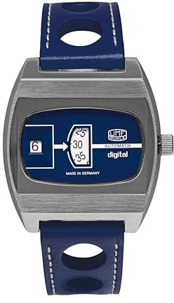 UMF RUHLA Jumping Hour - Digitale Scheibenuhr - Herrenuhr - 41 mm - Automatik 26 Steine - Edelstahlgehäuse - Saphirglas - 36 h Gangreserve - Limitierte Neuauflage 2025 – Made in Germany
