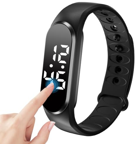 RANJIMA Bracelet réveil, bracelet de fitness, podomètre avec minuterie et 8 réveils quotidiens, montre connectée, montre de sport, tracker d'activité pour extérieur et intérieur, course à pied