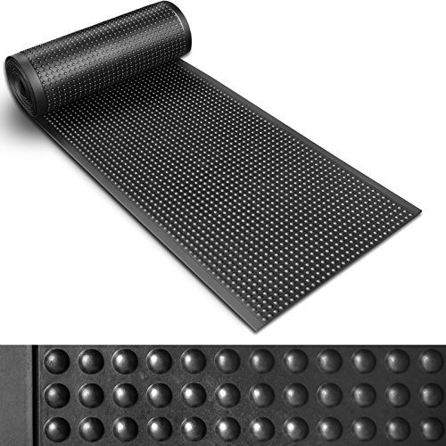 etm Tapis Anti-Fatigue au Metre | Tapis Caoutchouc antidérapant | Anti-Fatigue | Revêtement Sol Caoutchouc en Rouleau Usine etc. | 90x250cm - Noir