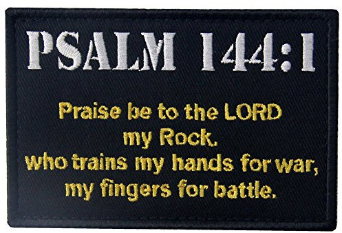 Taktisk psalm 144:1 BNW lapp strid märke morale applikation broderad fästkrok och ögla emblem
