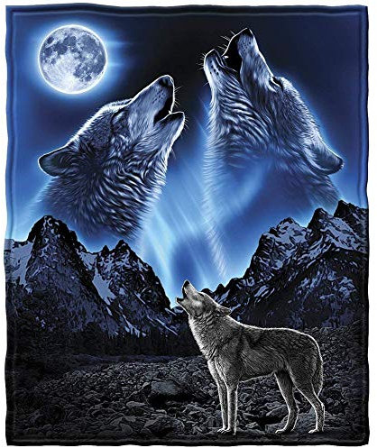 YISUMEI Decke 150x200 cm Kuscheldecken Sanft Flanell Weich Fleecedecke Wölfe Heulender Mond