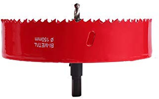 Utoolmart Scie cloche bimétallique 150 mm Lame de scie cloche en acier haute vitesse M42 Profondeur de coupe de 25 mm avec poignée triangulaire pour panneau de fibres de bois en plastique