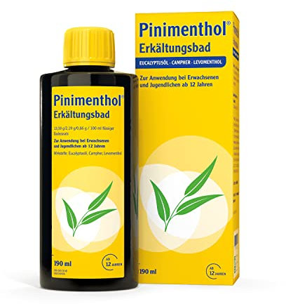 Pinimenthol Erkältungsbad | 190 ml | Badezusatz mit ätherischen Ölen | Eucalyptusöl, Menthol & Campher wirken befreiend bei Erkältung | Erkältungsbad für alle ab 12 Jahren