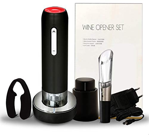Tire Bouchon Électrique Rechargeable, Ouvre-Bouteille Automatique,Ensembles d'accessoires pour Vin avec Coupe-Capsule, Support Rechargeable,4Pcs