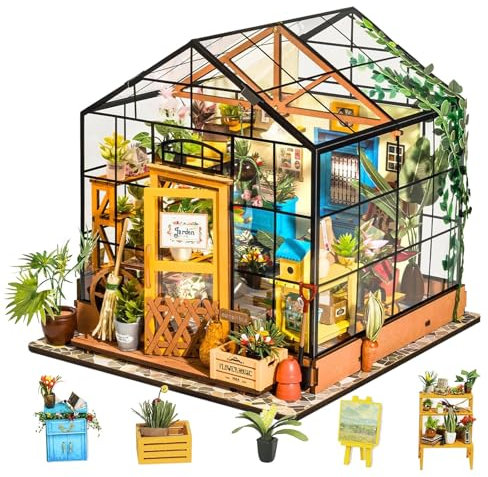 Rolife DIY Miniature House Miniatur Haus Bausatz Selber Bauen mit LED Licht Deko 3D Holzpuzzle Modellbausatz Diorama Modellbau Bastelset für Erwachsene Frauen Kinder