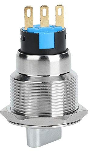 Interruptor de botón de enclavamiento SPDT de 19 mm ON/OFF Carcasa de acero inoxidable plateado con LED rojo de 220 V Adecuado para orificio de montaje de 19 mm 3/4 ((3 Pin And 2 Level))