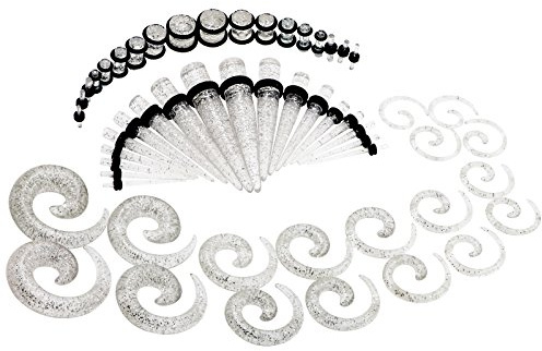 Longbeauty 54er Set(27 Paar) 1.6-10mm Acrly Taper Plugs Schnecke Piercing Schmuck Tunnel Plugs Set