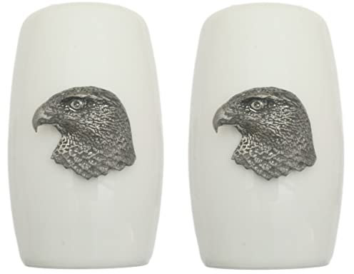 Hawk Head China Salt and Pepper Shakers Cruet Set Modern White CSP 174