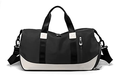 FANDARE Damen Reisetaschen Duffle Bag Nylon Sporttasche Faltbare Sporttasche Weekender Übernachtung Tasche Wasserdicht Handtasche Groß Kapazität Reisetasche für Sport Fitnessstudio Reisen Schwarz