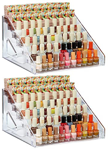 YIEZI Nagellack Aufbewahrung 84 Flaschen von 7 Schichten Sonnenbrille Acryl Display Rack ätherische Öle Halter klar Make-up-Organisator kein Werkzeug erforderlich Montage (2 Packung)