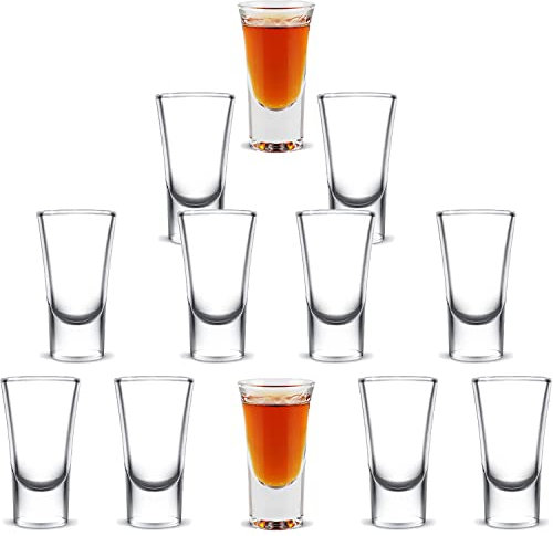 GOIEHIR Vasos De Chupito, 12pcs Vasitos de Vidrio para Chupitos, 30ml, para Tequila, Vodka, Whisky