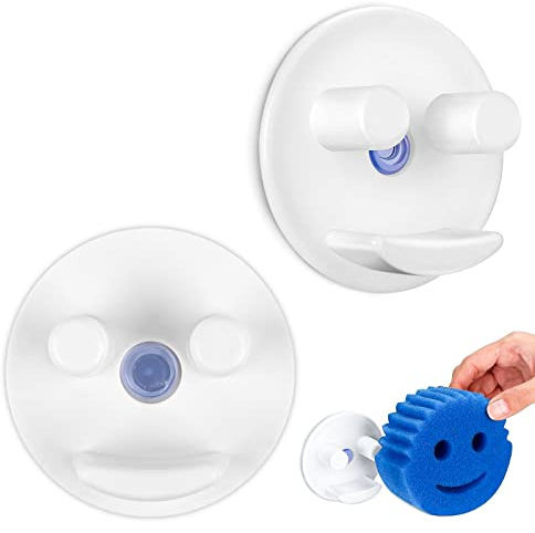 Encuryna Schwammhalter Küche,2 Stück Smiley Schwammhalter mit Saugnäpfen Installation des Saugnapfs für Waschbecken Schwamm-Organizer für die Küche,Schwämme Nicht inbegriffen