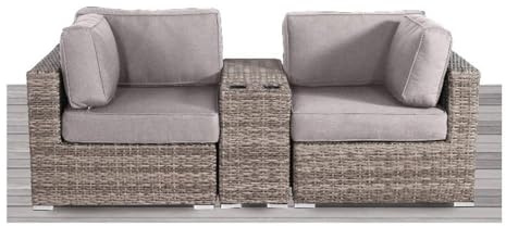 Living Source International 3 Piece Wicker/Rattan Seating Group in Gray/Taupe