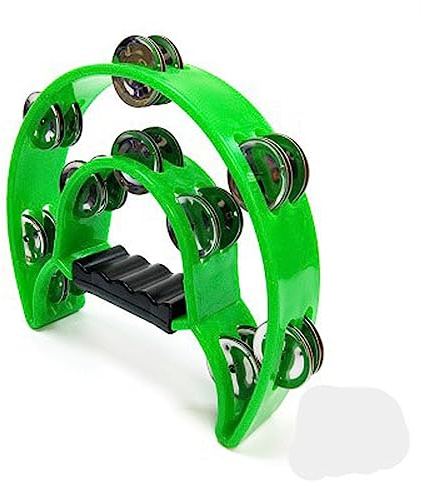 22,9 cm (9 Zoll) Metall-Handpercussion-Tamburin Halbmond-Tamburin für Erwachsene, KTV, Party, zweireihig, Metall, mehrfarbig (grün)