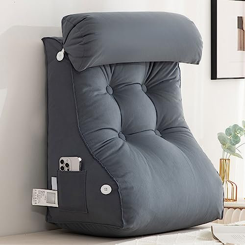 AMZZHAO Rückenkissen,Lesekissen,Keilkissen,Stützkissen,mit Abnehmbare Nackenrolle,Ideal als Rückenstütze zum Lesen,Arbeiten,und Spielen auf dem Bett,Sofa,oder Couch
