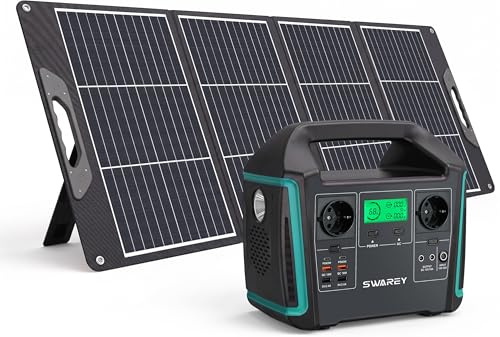 SWAREY Estación de Energía Portátil S1000, Generador Solar 725Wh con Panel Solar de 200W, 2 Salidas de CA de 1000W (Pico de 1500W), 2 Puertos USB-C de 65W, para Camping Viajes Exterior RV