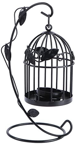 Garneck 2stücke Dekorativer Kerzenhalter Im Vogelkäfig-Design Mit Schwarzem Laub Für Wohnzimmer Schlafzimmer Und Büro Einzigartiger Kerzenständer Für Stilvolle Tischdekoration